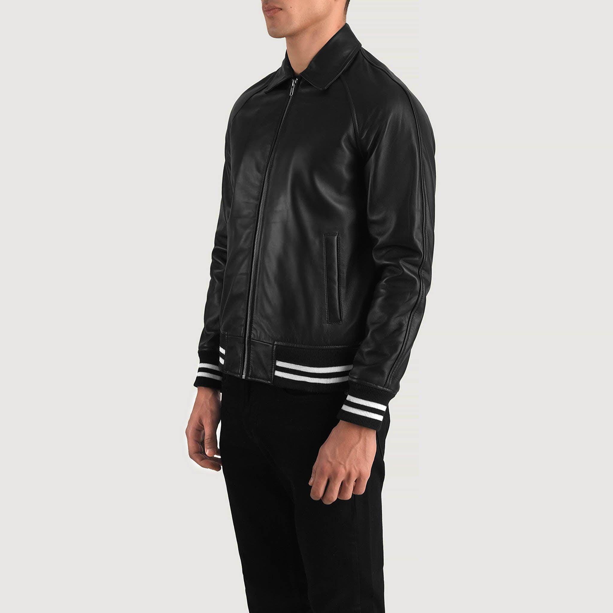 Abelard Black Leather Varsity Jacket – Timeless Classic Style