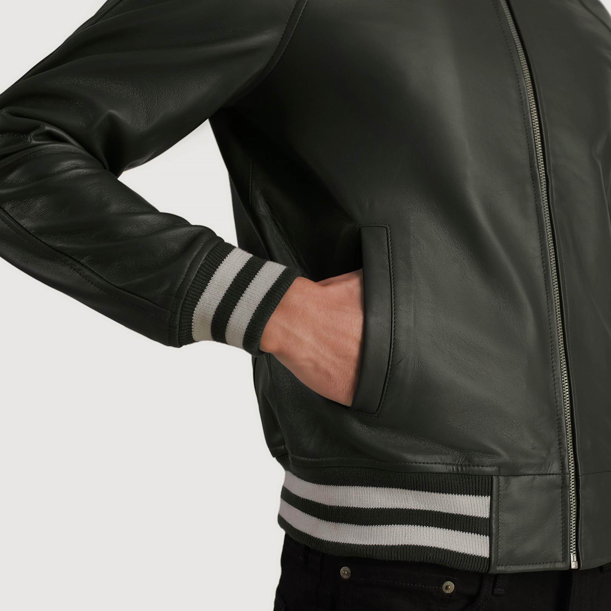Abelard Green Leather Varsity Jacket – Timeless Classic Style