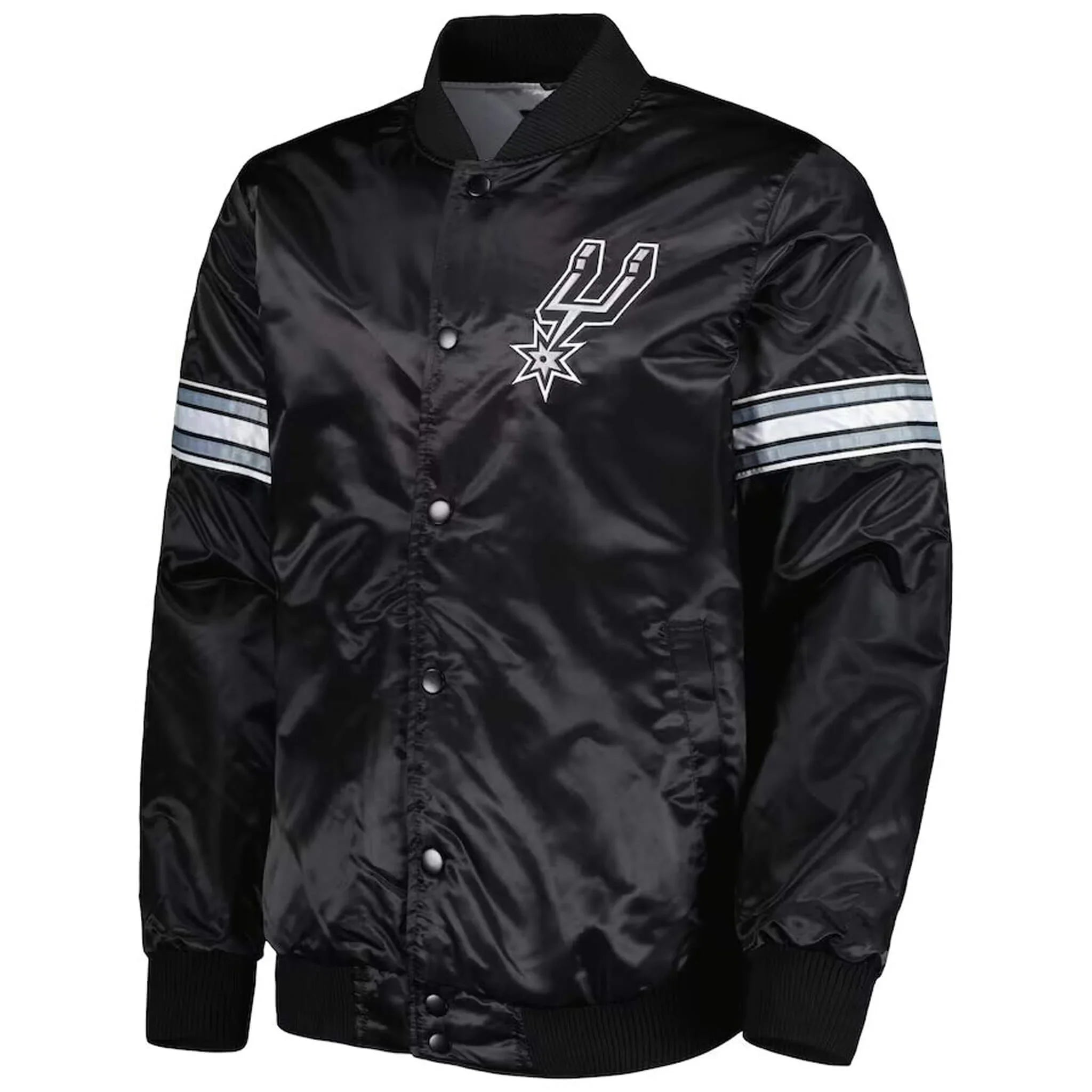 San Antonio Spurs Black Satin Varsity Jacket