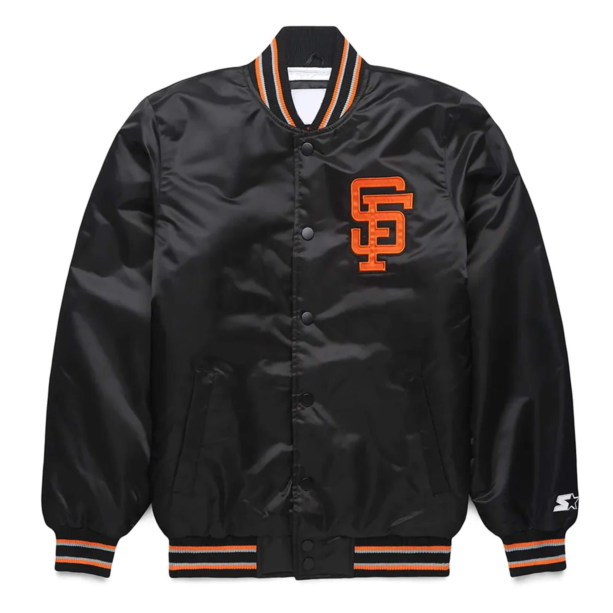 San Francisco Giants Black Satin Varsity Jacket–Classic Style
