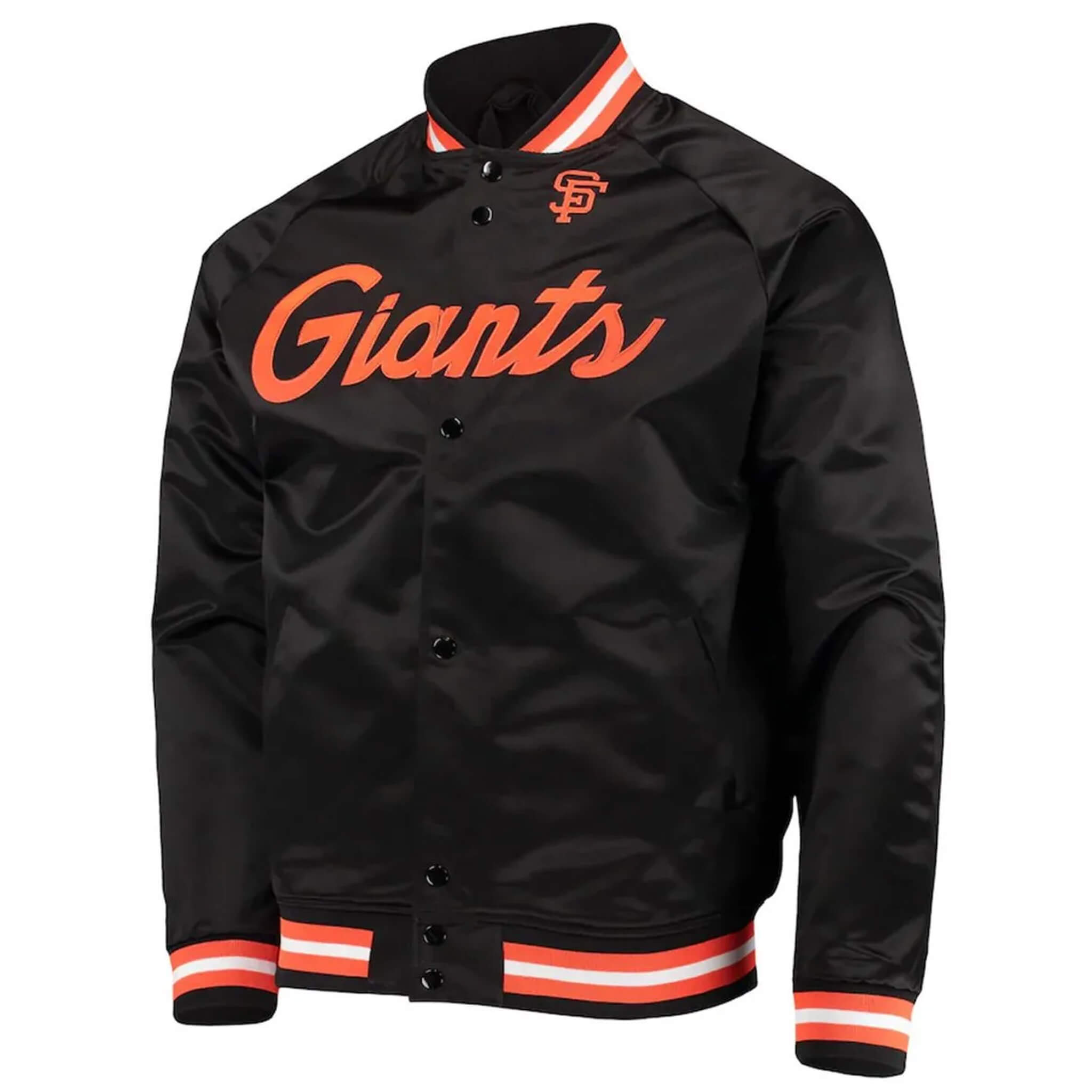 San Francisco Giants Black Satin Jacket – Full Snap MLB