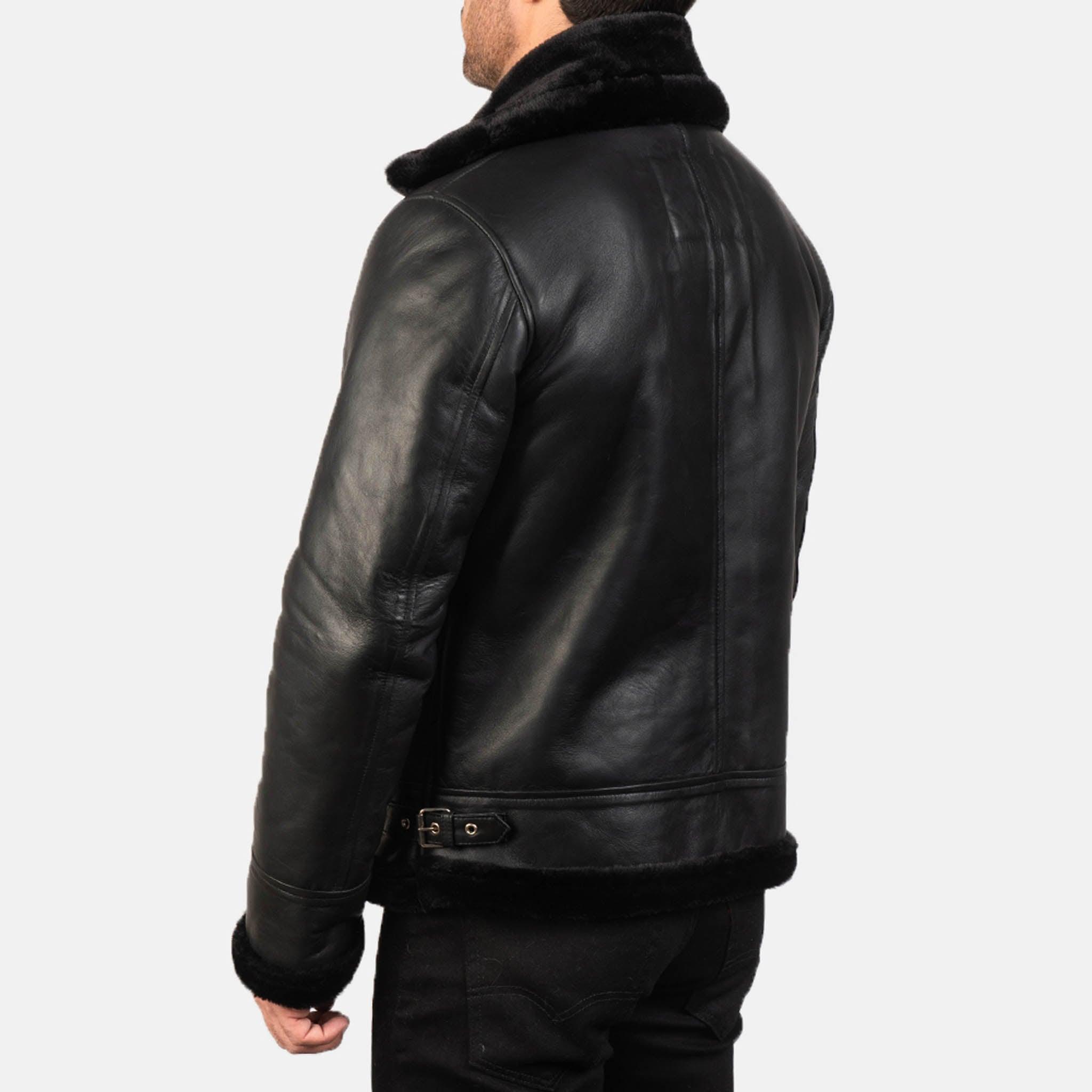 Men's Frances Black B3 Leather Bomber Jacket – Warm & Stylish