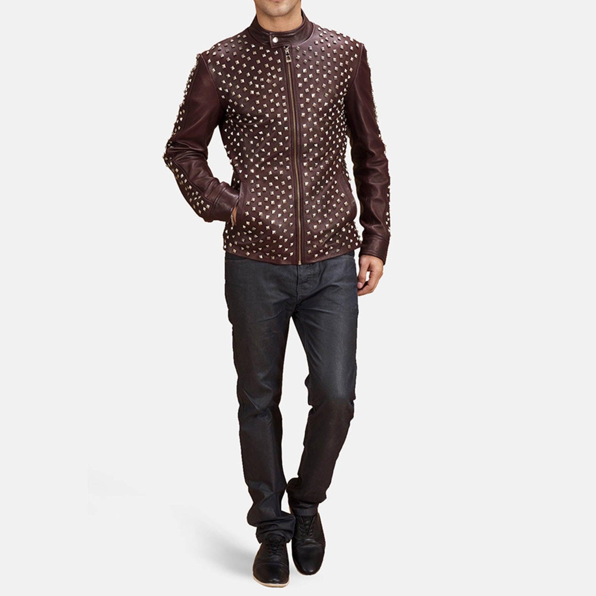 Nominal Maroon Leather Jacket – Tailored Fit, Sleek Biker Style - leathergang.com