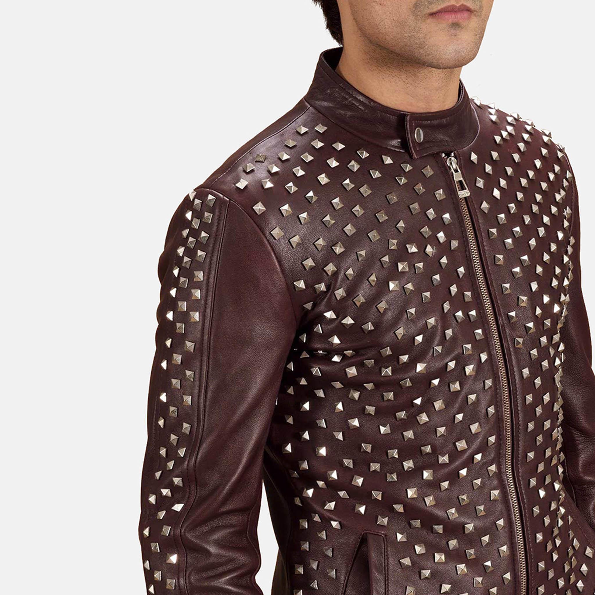 Nominal Maroon Leather Jacket – Tailored Fit, Sleek Biker Style