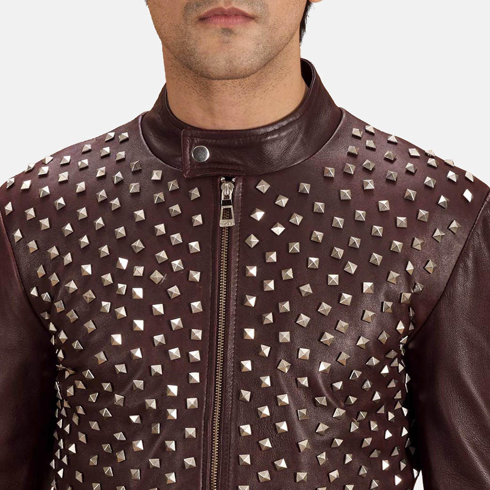 Nominal Maroon Leather Jacket – Tailored Fit, Sleek Biker Style