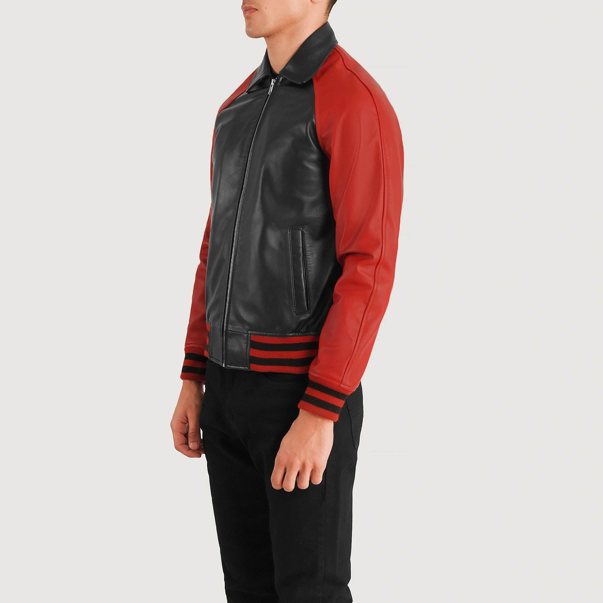 Abelard Red & Black Leather Varsity Jacket – Timeless Classic Style