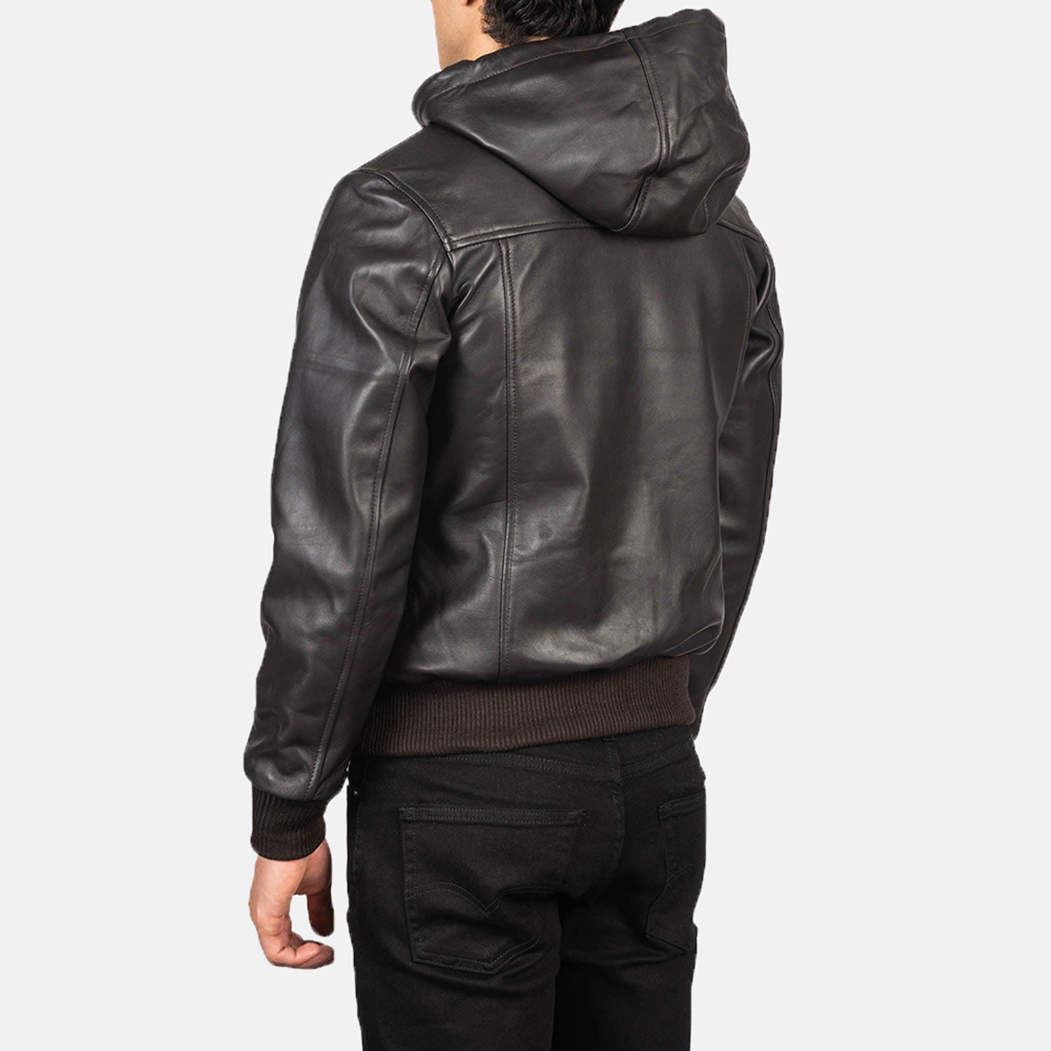 Nintend Brown Leather Bomber Jacket with Hood – Ultimate Streetwear Fashion