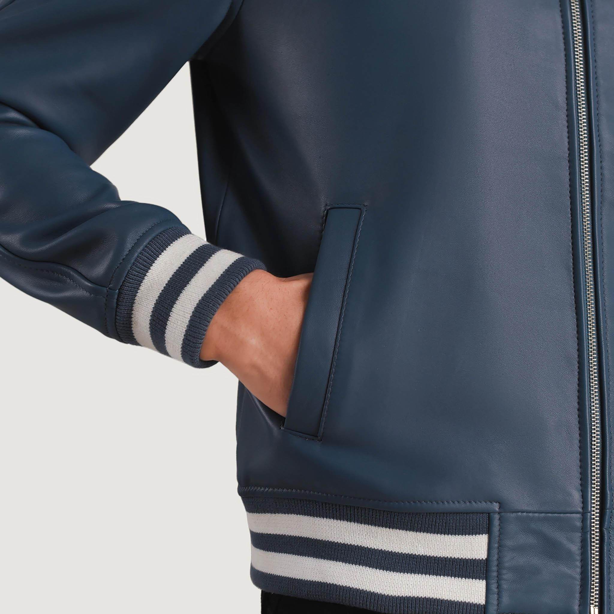 Abelard Blue Leather Varsity Jacket – Timeless Classic Style