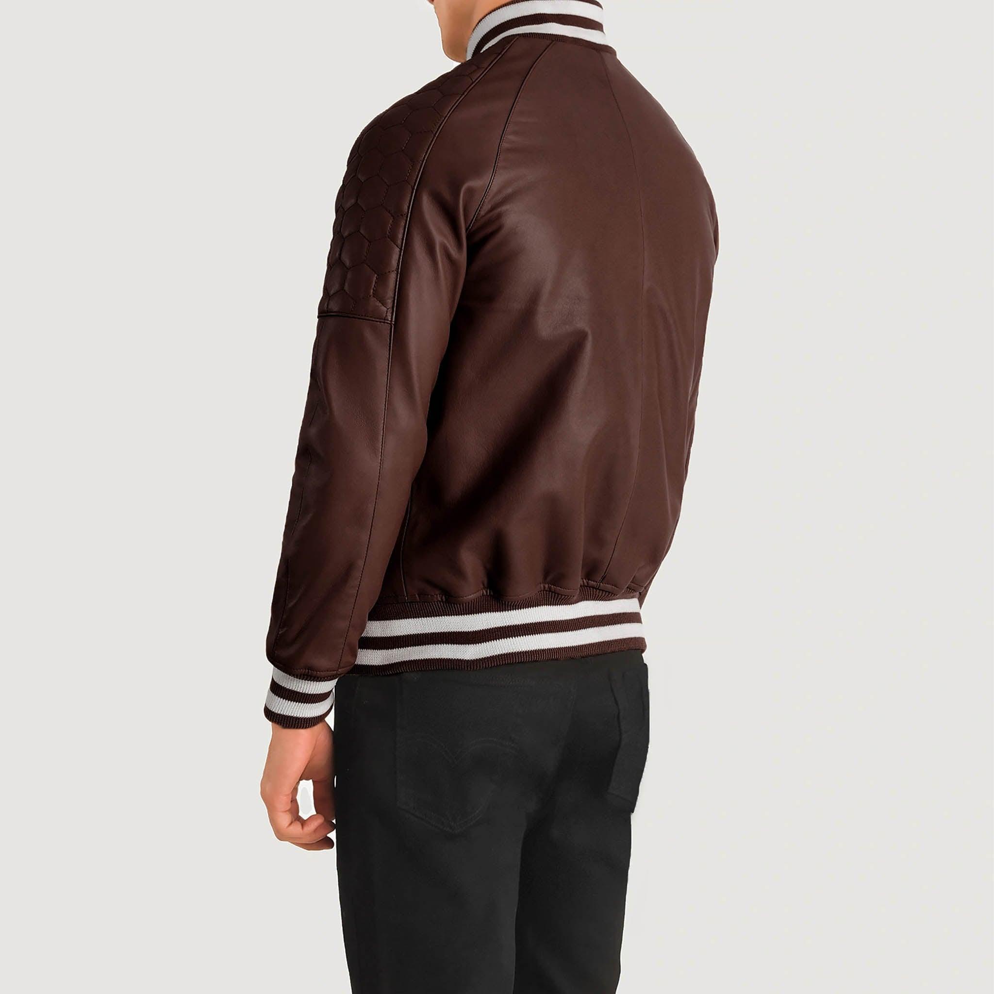 Felix Varsity Jacket in Genuine Maroon Leather – Perfect for Custom Embroidery