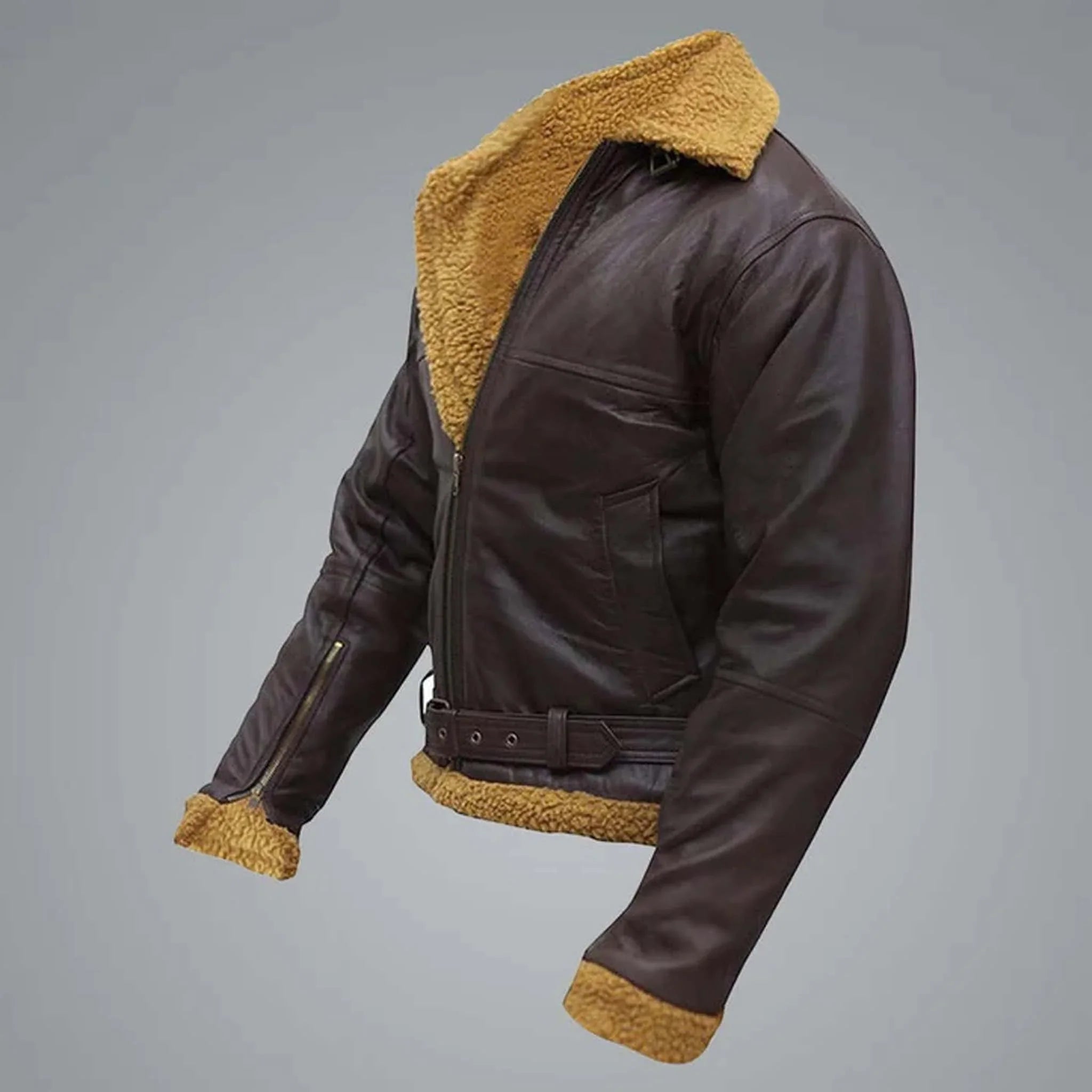 Vantix Sheepskin Bomber Jacket - B3 RAF Winter Aviator Airforce Shearling Coat