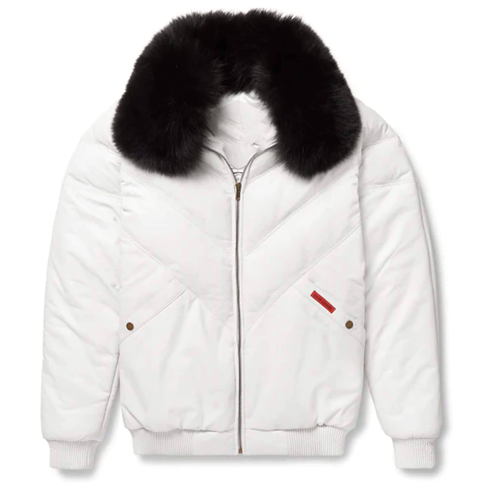 White Leather V-Bomber Jacket for Men & Women