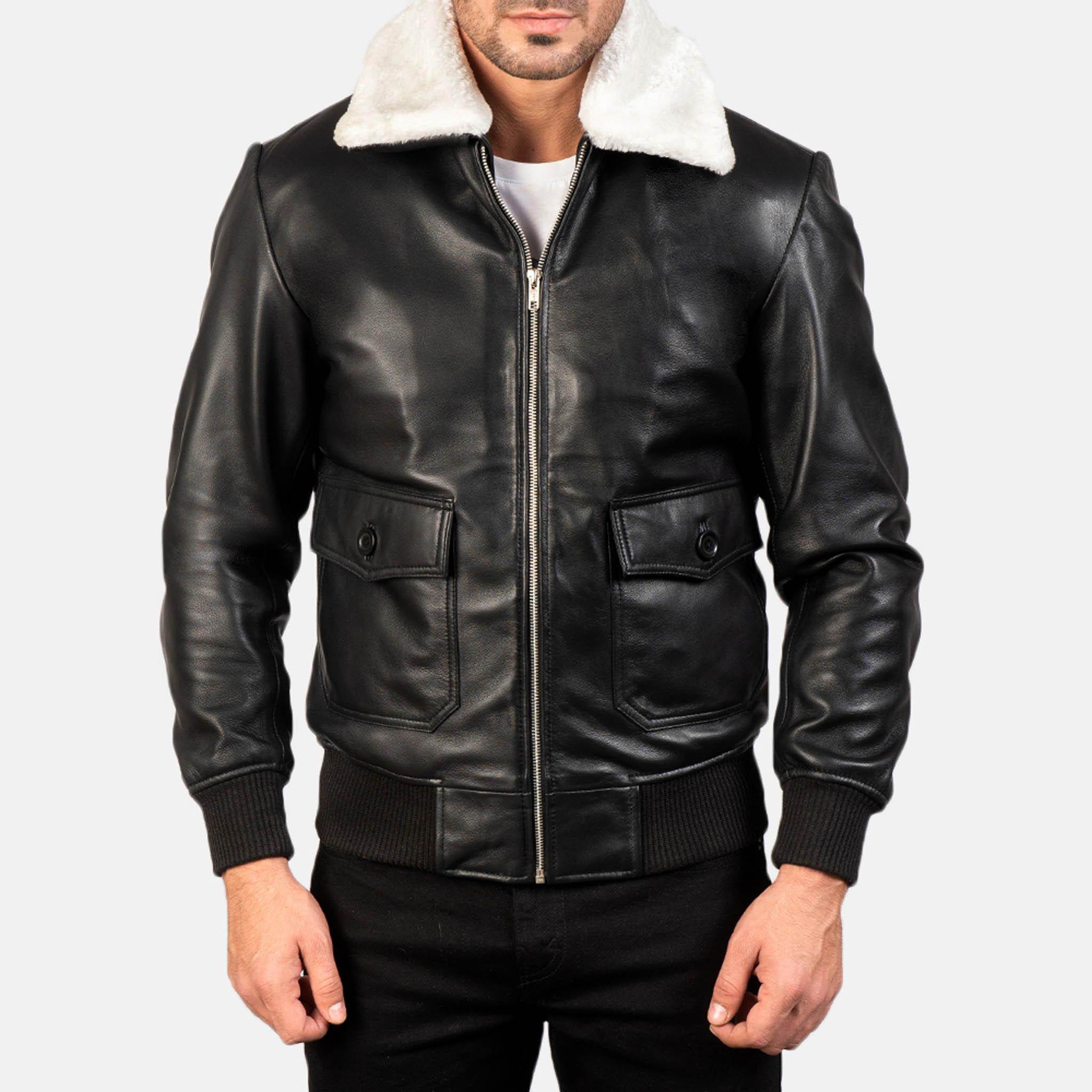 Aarin G-1 Leather Aviator Jacket – Classic Shearling Fur Collar Bomber