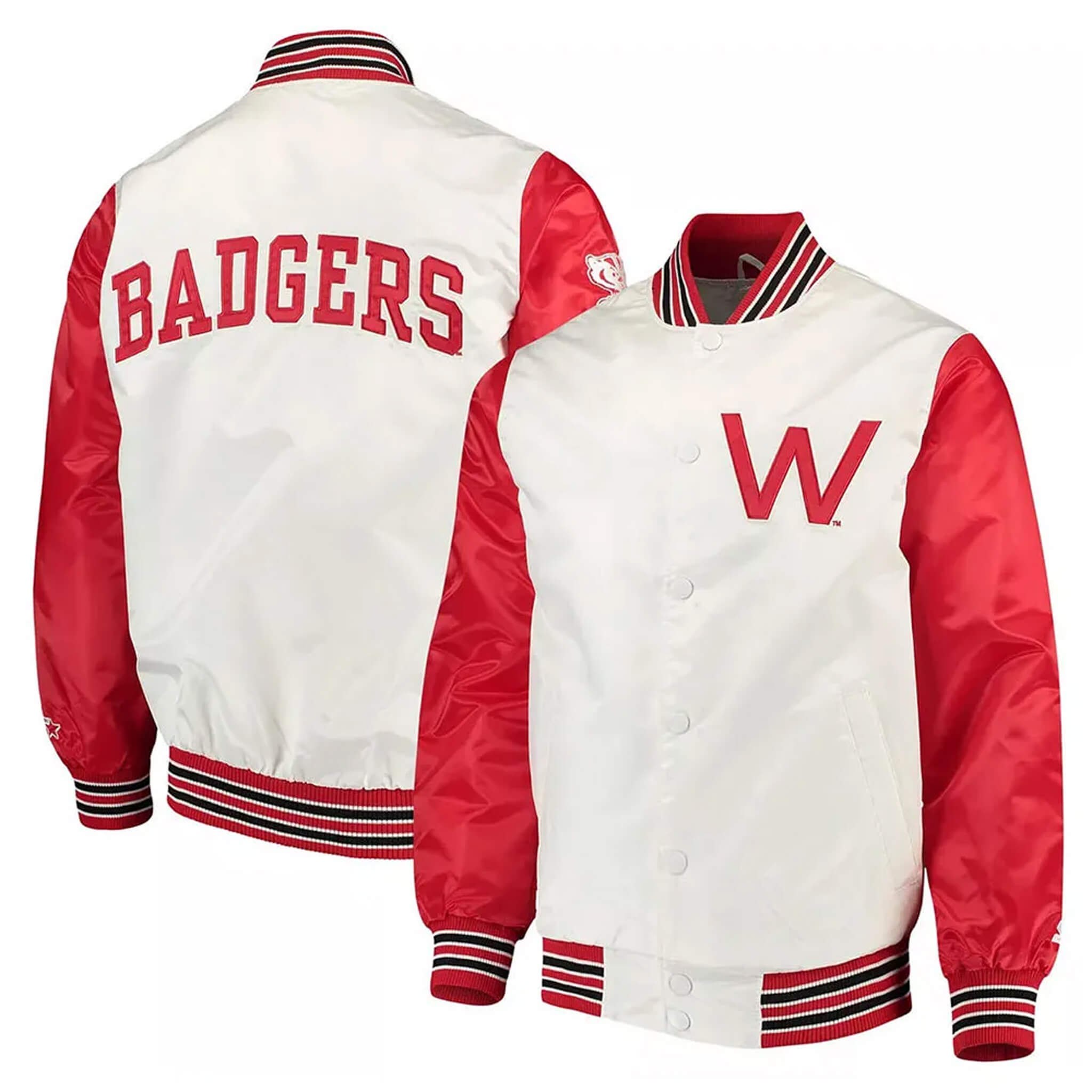 Wisconsin Badgers Satin Varsity Jacket – Classic Style