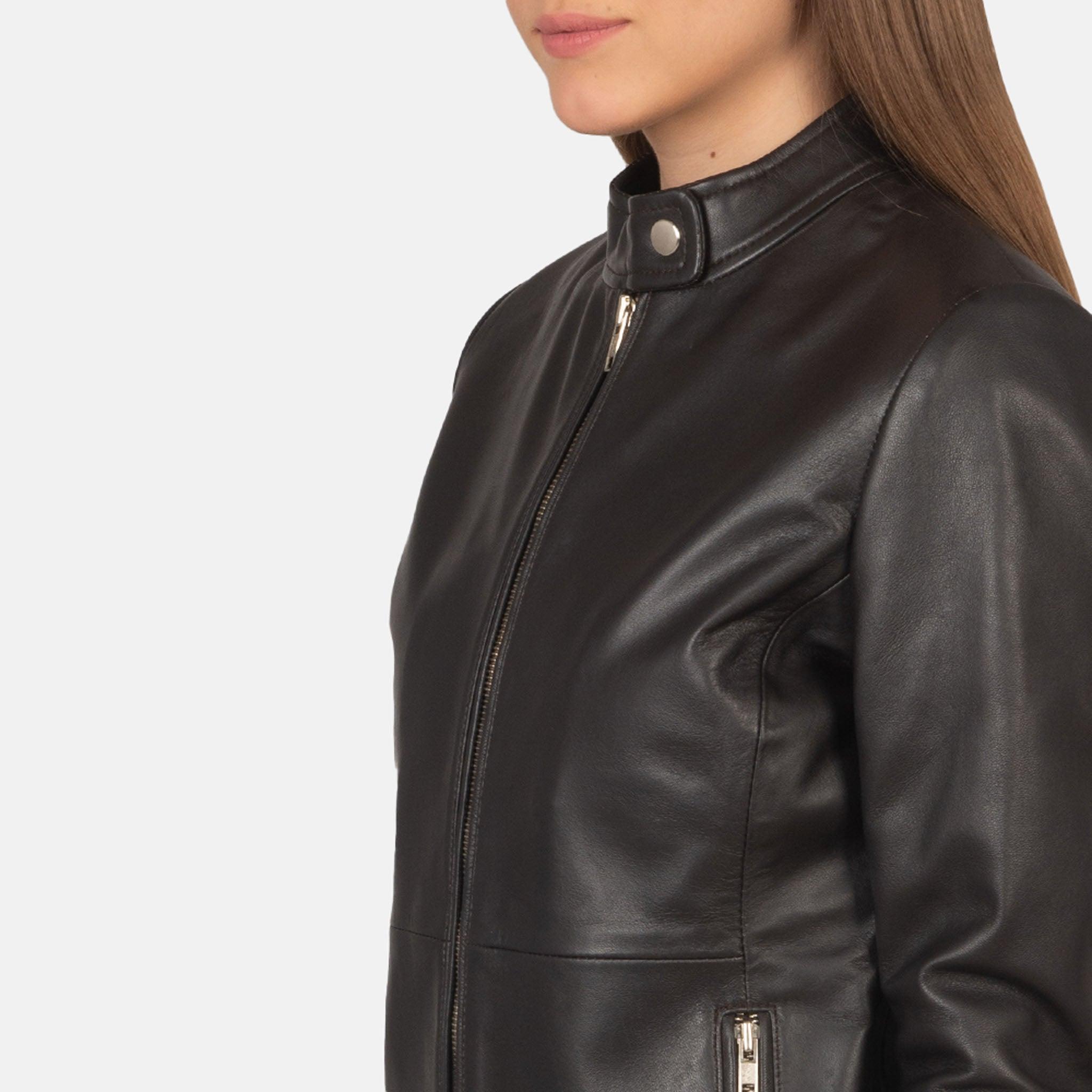 Raine Brown Leather Biker Jacket – Classic Style with Customizable Patches