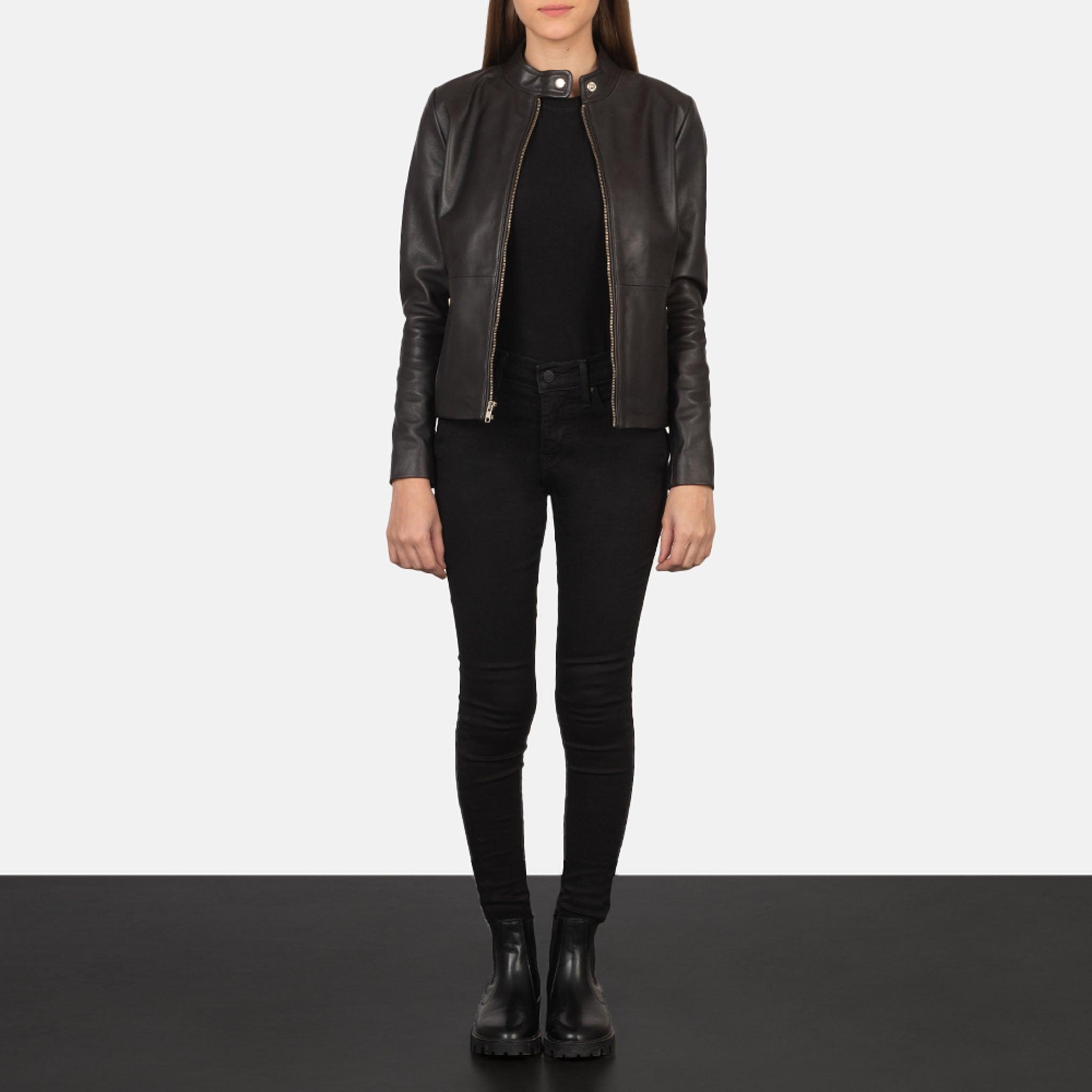 Raine Brown Leather Biker Jacket – Classic Style with Customizable Patches