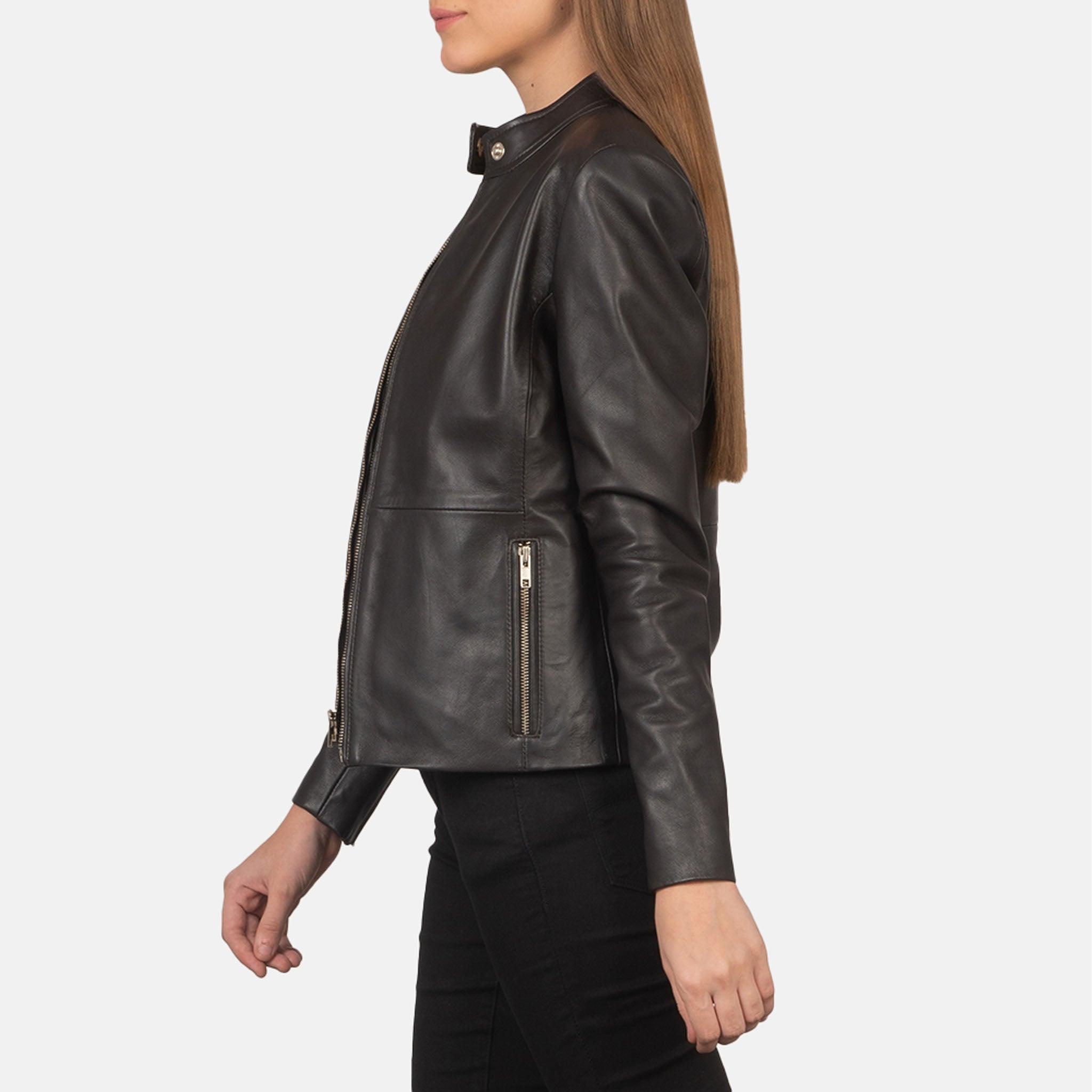 Raine Brown Leather Biker Jacket – Classic Style with Customizable Patches
