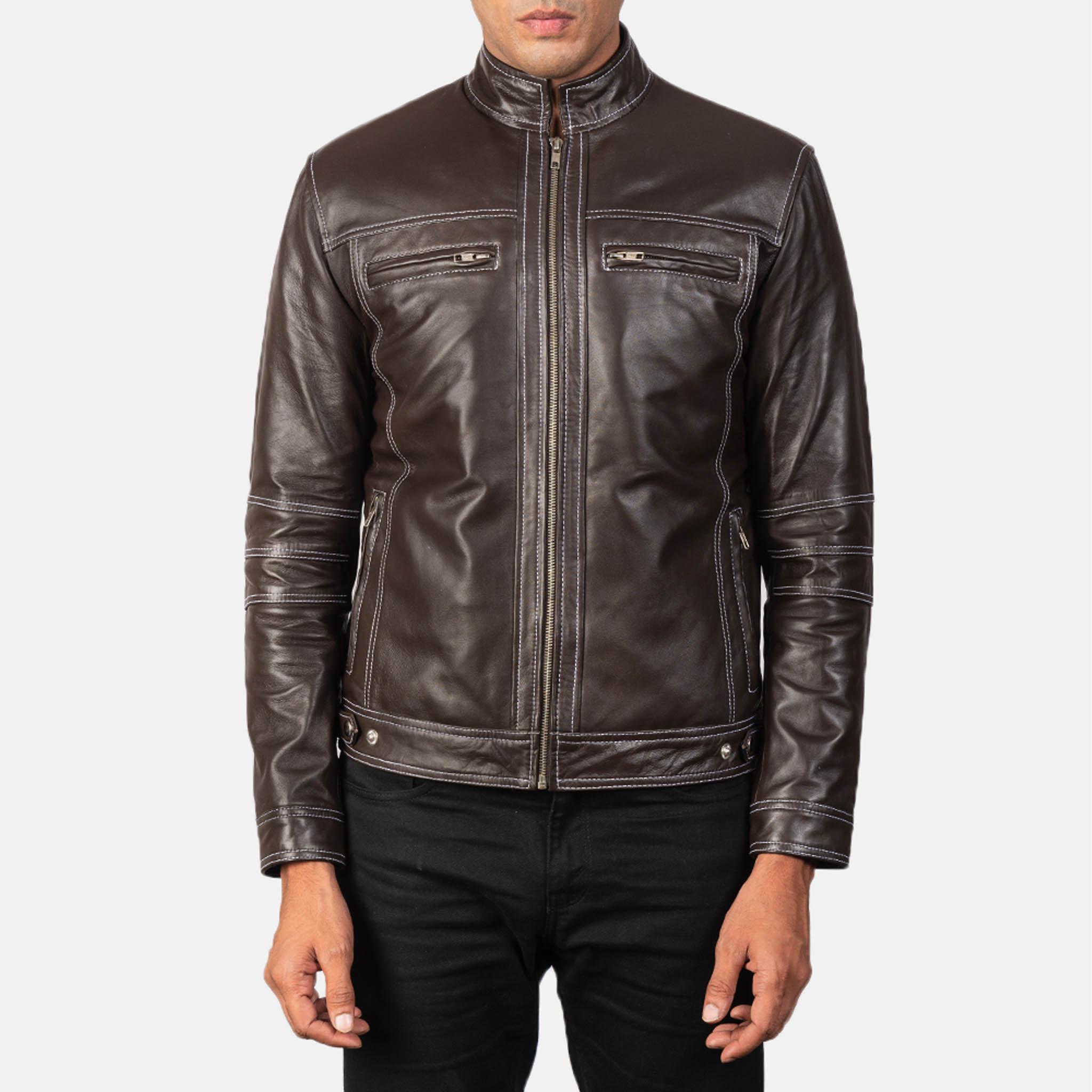 Youth Brown Leather Biker Jacket – Customizable with Patches & Tailored Fit