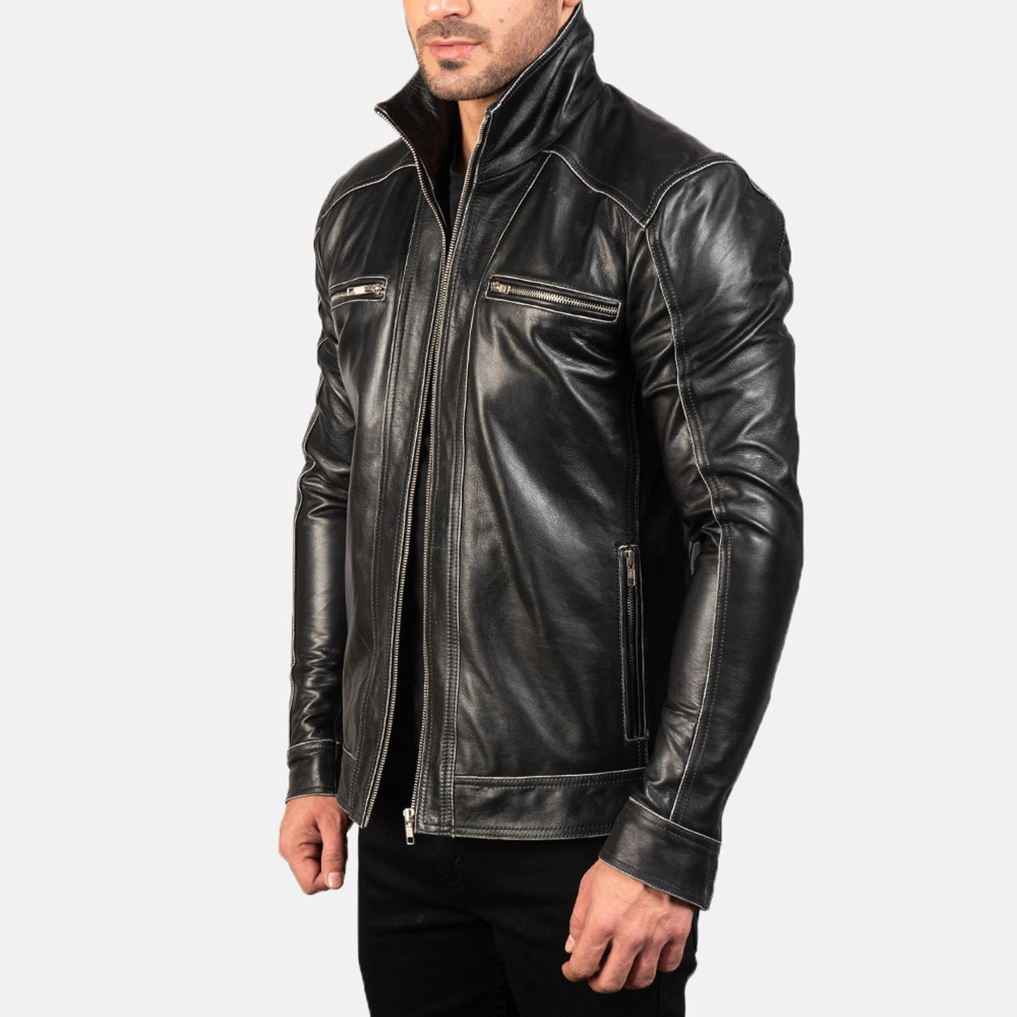 Grayson Leather Jacket – Premium Black Leather Sleek Biker Style - leathergang.com