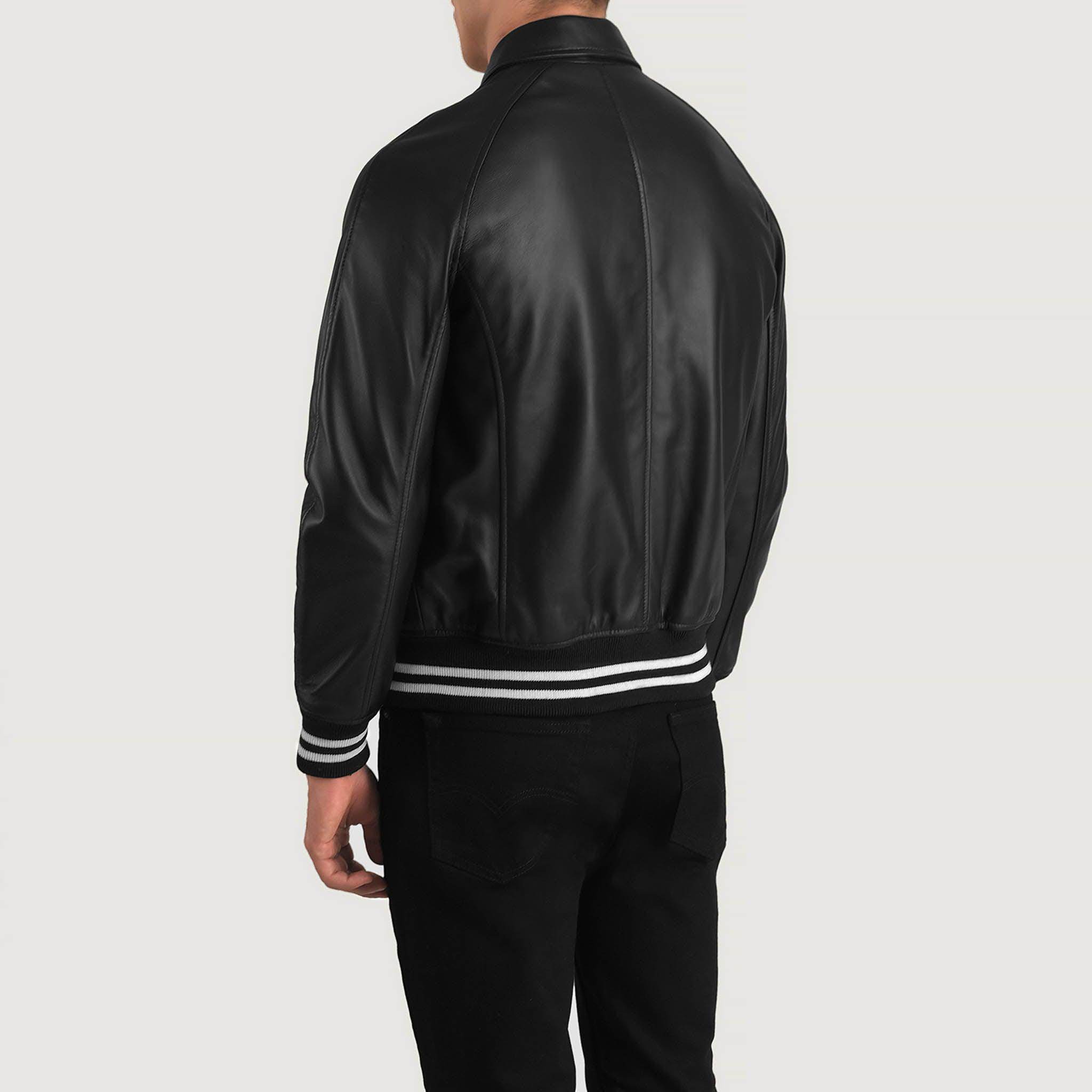 Abelard Black Leather Varsity Jacket – Timeless Classic Style