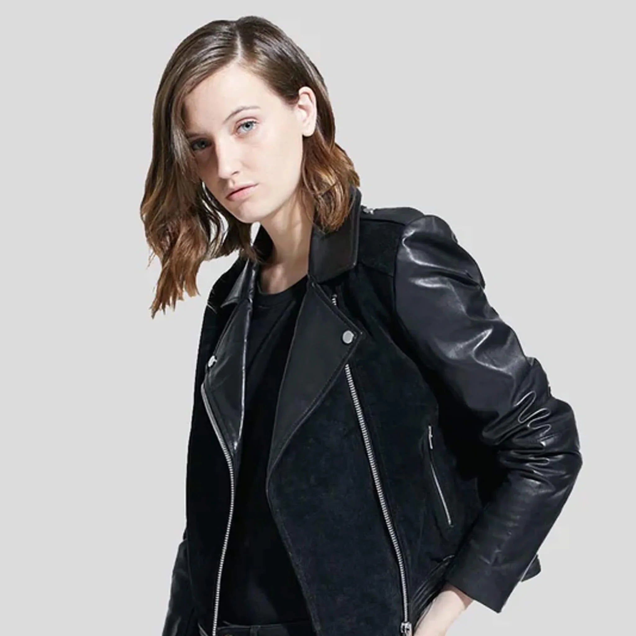 Noir Black Lambskin Moto Leather Jacket