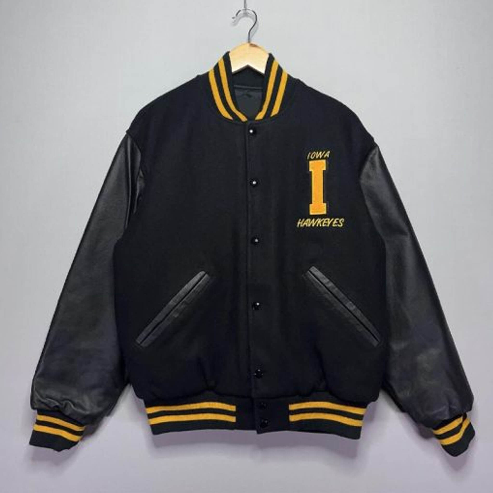 Iowa Hawkeyes Rare Black Varsity Jacket – Official Gear