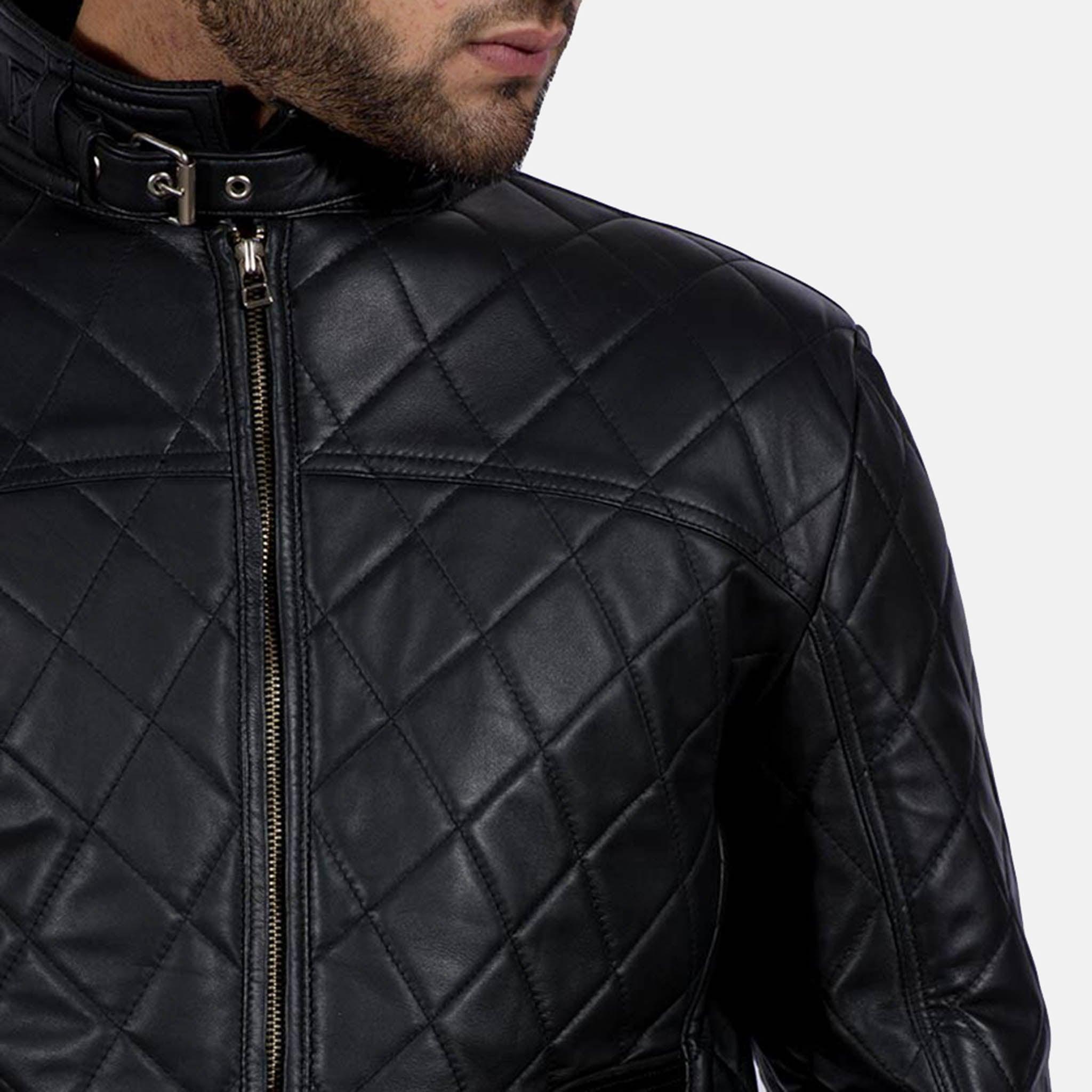 Satsis Men's Black Leather Biker Jacket - Premium Quality & Custom Embroidery Patches