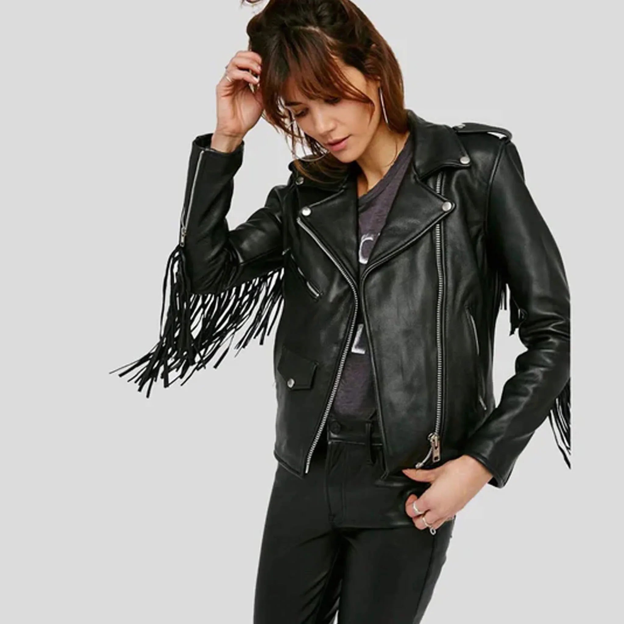 Outlaw Fringe Leather Moto Jacket