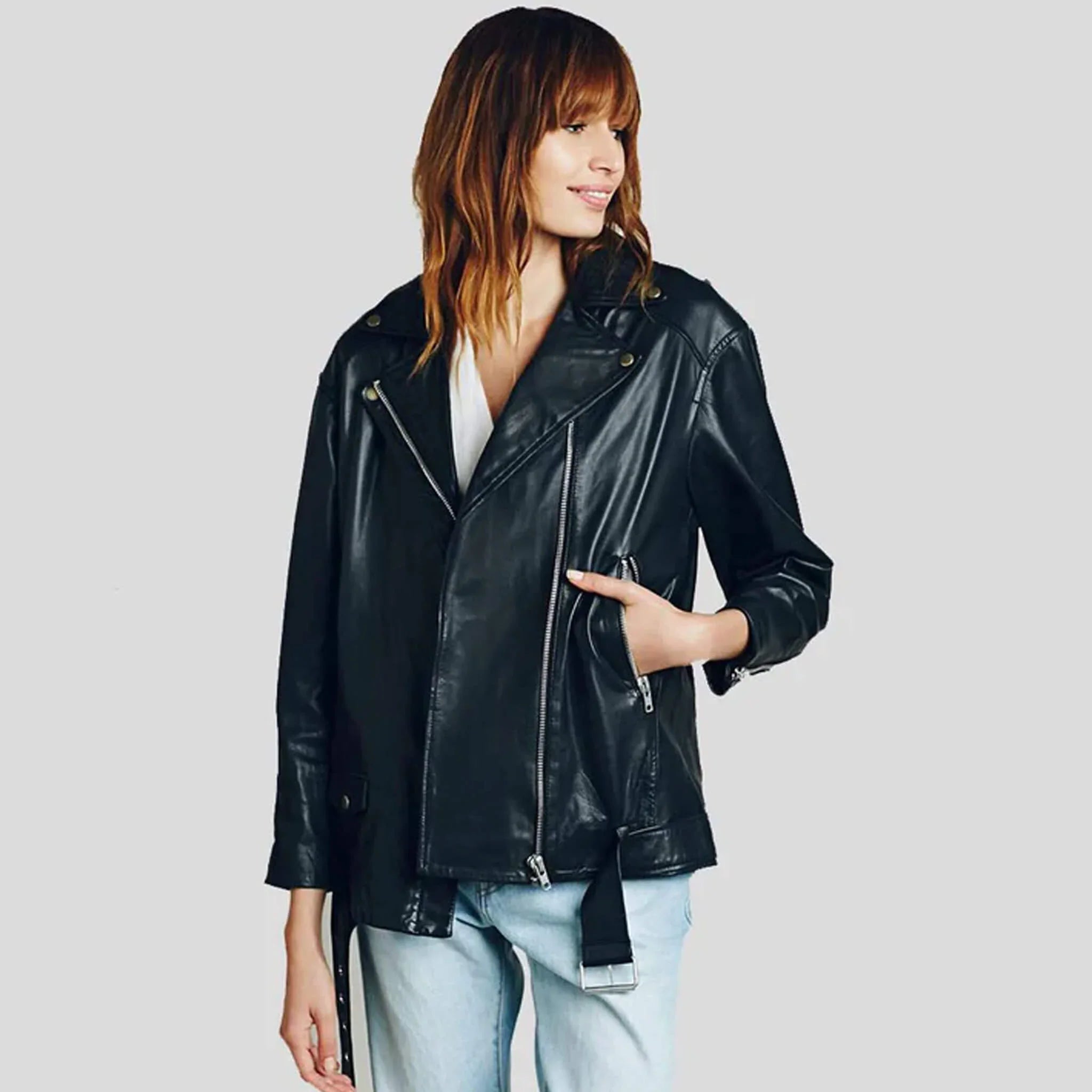 Raven Black Biker Leather Jacket